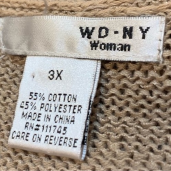 Oatmeal open front chunky knit vest WD.NY Woman size 3X - Picture 3 of 4